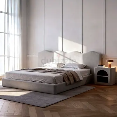 Minimal Upholstered Queen Bed with Headboard