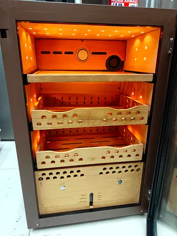 Wooden Humidor Cabinet with Shelves and Glass Door -