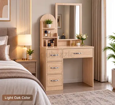 Light Oak Dressing Table with Mirror – Modern Dressing Table