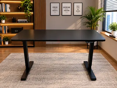 Electric Adjustable Black Standing Desk — Modern Office Table