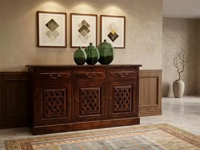 Marina Home Solid Wood Sideboard / Console Cabinet - Antique Style, Good Condition