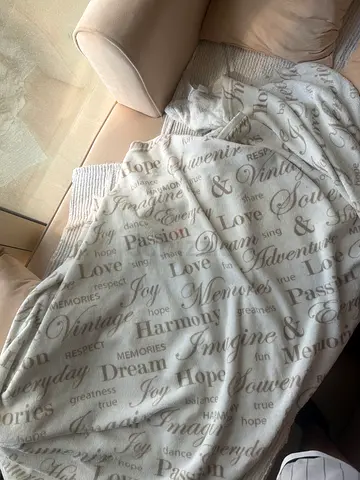 Soft Beige Printed Throw Blanket - Light Cozy Couch Blanket