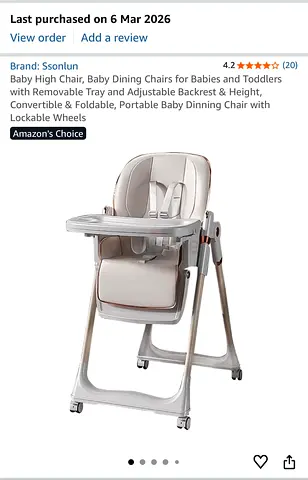 Baby High Chair with Wheels – Like New
