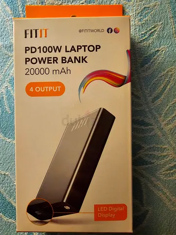 FITTI PD100W 20000mAh Laptop Power Bank - 4 Outputs, LED Display