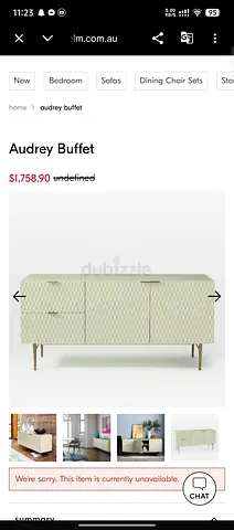 Wooden Audrey Buffet Sideboard - Light Green, Good Condition