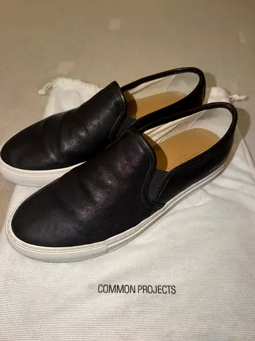 Common Projects black leather slip-on sneakers, size 42