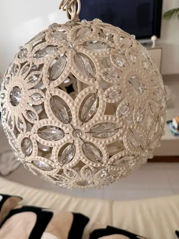 Laura Ashley - Cream crystal floral globe pendant lights x 3