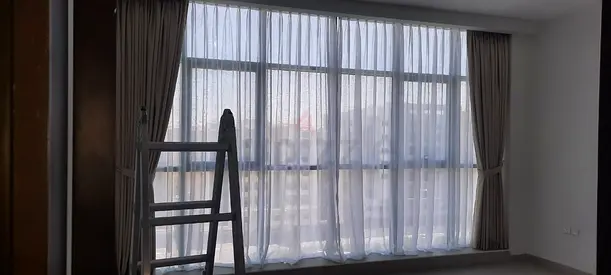 Blackout Curtains with Sheers, Hooks & Tracks - Ivory Linen, 1072cm Extra Wide, Like New