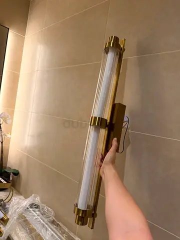 Brass Finish Ceiling Light Fixture - Modern Linear Design