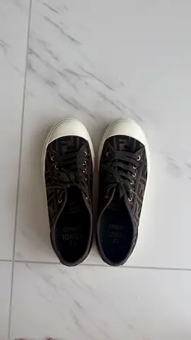 Fendi Domino FF Monogram Canvas Low-Top Sneakers, EU 39