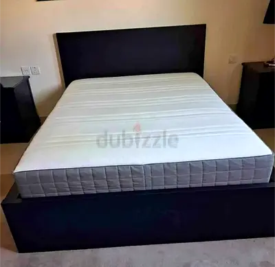 Ikea king size bed with mattress and storage drawers
