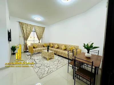 Luxury apartment, second occupancy, one bedroom, living room with open balcony. Ajman, Al Nuaimiya.