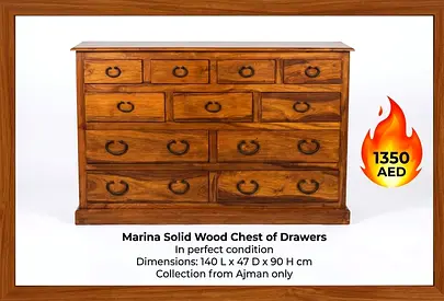 Marina solid wood chest of drawers