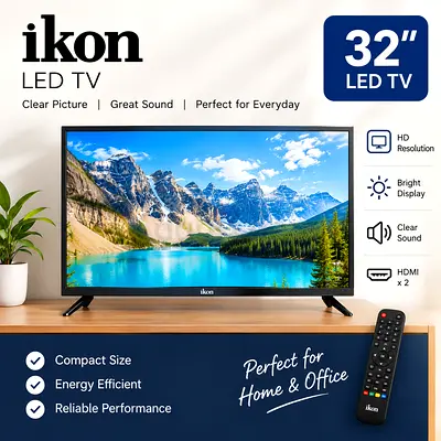 Ikon 32" LED TV - Compact HD TV with Remote (Great for Home/Office)
