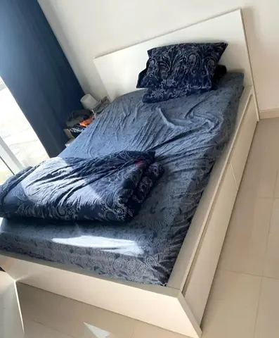 Ikea king size bed with mattress and storage drawers