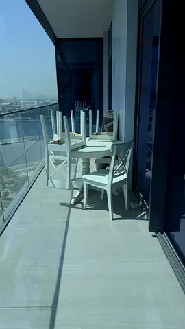 Outdoor balcony table and 4 chairs set - white wood