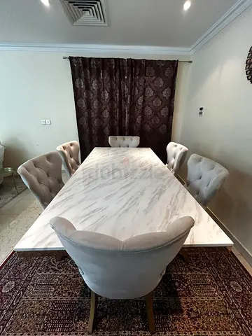 Luxury Marble Plated Golden Dining Set with Luxury Chairs