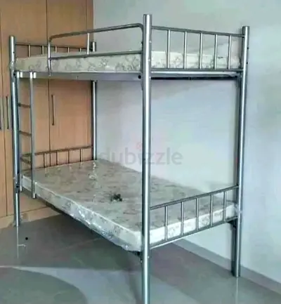 Metal Bunk Bed Frame with Two Mattresses - Good Condition