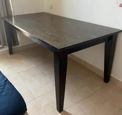 Large solid wood dining table (extensa le 40 cm each size) dark finish, sturdy