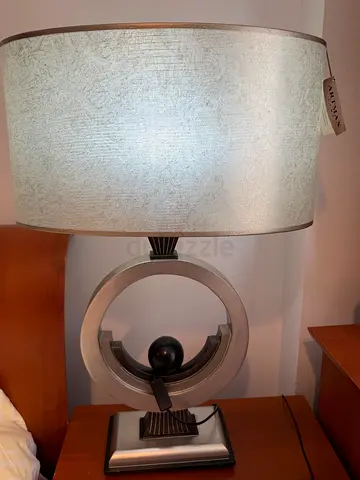 Modern circular base table lamp with fabric shade ( 2 pieces ) 50 AED each