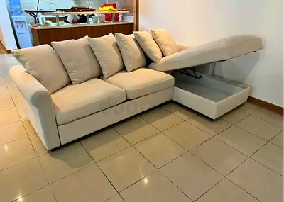 Excellent condition IKEA Gronlid L Shape sofa bed with storage beige color