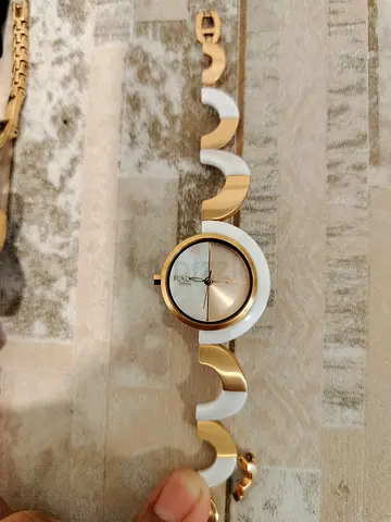 Raga Mother of Pearl rose gold & white -tone women's bracelet watch - good condition