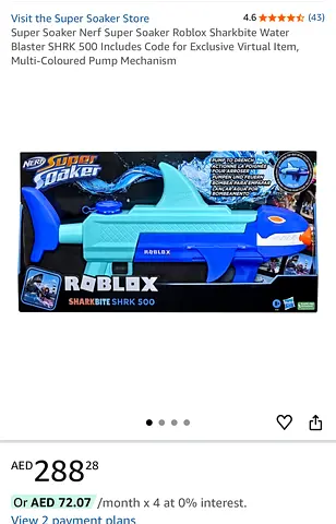 Nerf Super Soaker Roblox Sharkbite SHRK 500 Water Blaster