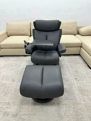 High quality brand leather recliner chair with footstool