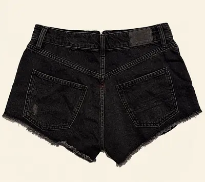 Black High-Waist Distressed Denim Shorts - Size 26