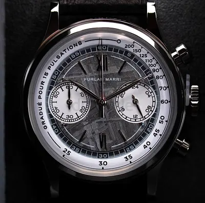 Furlan Marri Meteorite limited edition, Men's luxury chronograph wristwatch with white leather strap