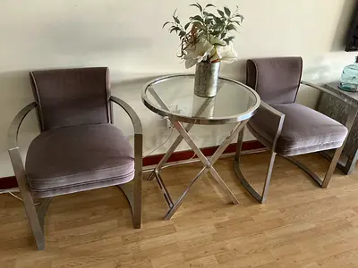 Two Grey Velvet Chairs
