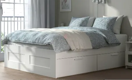 BRIMNESBed frame with storage + VESTMARKA mattress