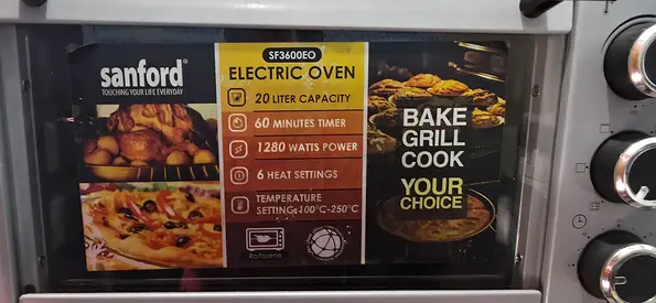 Sanford 20L Electric Oven With Rotisserie 1280W 6 Heat Settings 60 Min Timer - SF3600EO