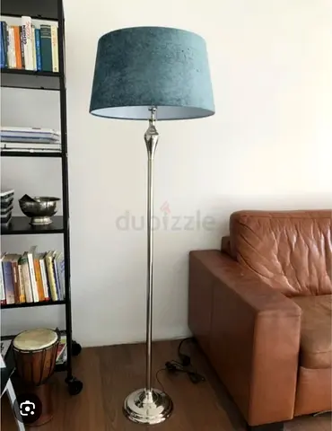 Floor lamp petrol-turquoise, chrome-plated