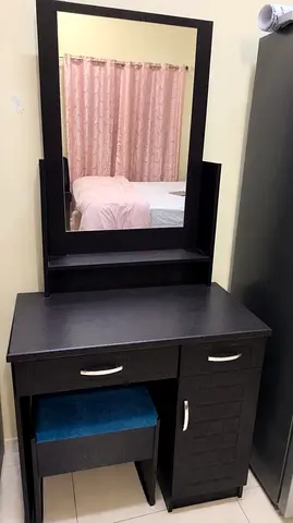 Dressing Table with Large Mirror & Stool | Moving Out Sale - Al Rashidiya Dubai