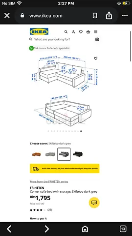IKEA FRIHETEN sofa bed with storage BIEGE