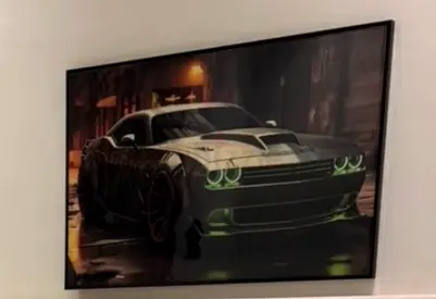 Framed Automotive Wall Art – Dodge Challenger Night Scene