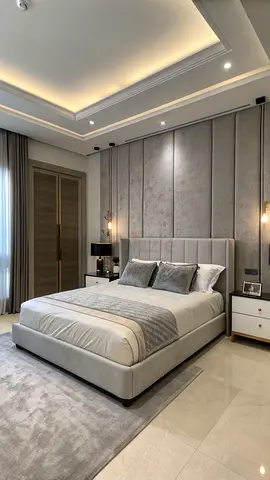 Modern upholstered king bed with headboard