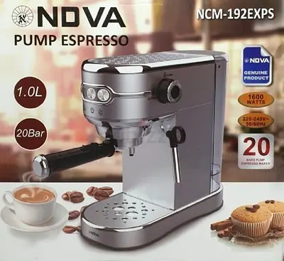 NOVA 20-Bar New Espresso Coffee Machine – Silver Stainless Steel NCM-192EXPS,  Free Delivery All UAE
