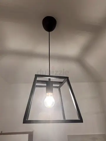 Modern Black Metal Pendant Ceiling Light - Single Bulb Lantern **SET OF 2**