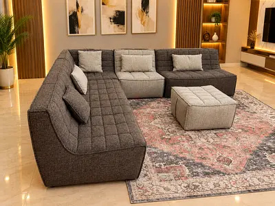 High Quality Al Huzaifa Furniture Modular Sofa with footstool