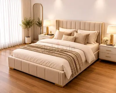 Stylish cozy beige colour 180*200 queen size bed
