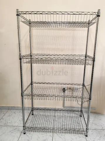 4-Tier Heavy-Duty Chrome Wire Shelving Unit with Basket Shelves