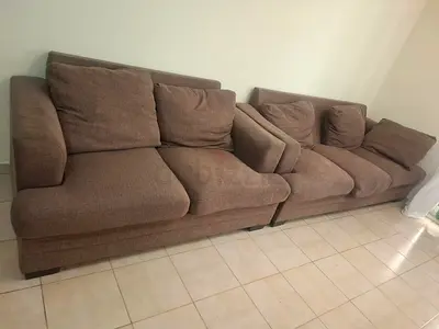 Brown 3-seater + 2-seater Sofa Set - Comfortable Fabric, Good Condition