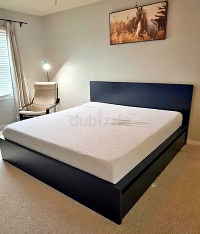 Ikea Queen size bed with mattress and storage drawers