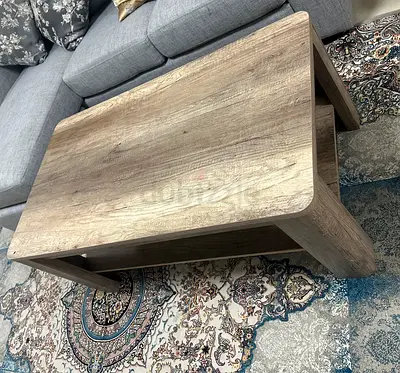 Solid Wood-Look Rectangular Coffee Table — Light Oak Finish, Good Condition