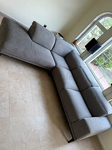 Natuzzi Borghese Modern L-shaped Grey Fabric Sofa - Right Corner, Good Condition