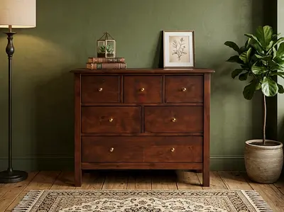 Pottery Barn Solid Wood 6-Drawer Chest / Dresser - Dark Brown, Good Condition