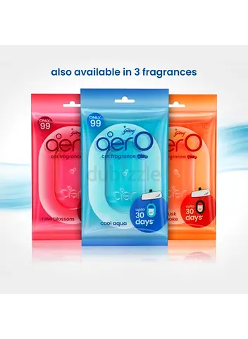 Pack of 3 Osero Car Fragrance Clips (Cool Aqua, Rose Blossom, Mysk)