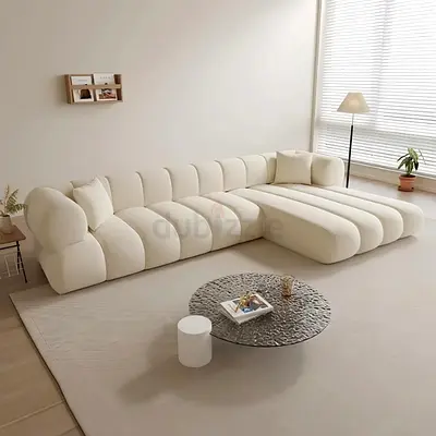 Free Delivery- Brand New Modern Cream Curved Modular Sectional Sofa - Left Chaise